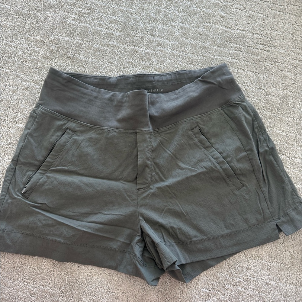 Athleta Trekkie North Green Athletic Shorts Lightweight